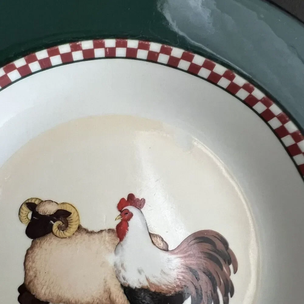 Lot of 3 18 Henry & Company Farm Animals Checker Band Rimmed 9